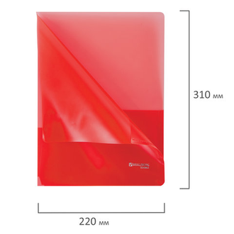 Папка-уголок с 2 карманами BRAUBERG, красная, 0,18 мм, 224882