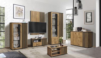 Композиция гостиной ЛИБЕРТИ (опора 20мм) Дуб Вотан/Черный