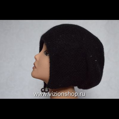 Черная женская вязаная шапка ушанка Италия Vizio 6463 фото