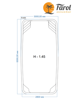 Композитный бассейн 6 х 3 х 1,45 м "Аврора" Farol