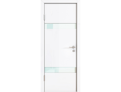 Глянцевая белая дверь GL2 с белыми стеклами