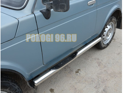 Пороги труба с проступью d76 для Lada Niva (2121)