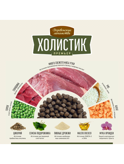 Холистик Премьер для взрослых собак средних и крупных пород, Утка с рисом 2 кг