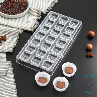 Форма для шоколада и конфет KONFINETTA «Клевер», 27,5×17,5×2,5 см, 21 ячейка, ячейка 2,5×2,5×1 см