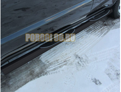 Защита порогов d76 с проступями черная для Mazda CX-9 (2007-2013)