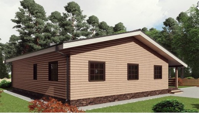 Одноэтажный каркасный дом с тремя спальнями 125м² (SK7)