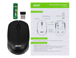 Мышь Acer OMR020 черный оптическая (1200dpi) беспроводная USB (3but) ZL.MCEEE.006