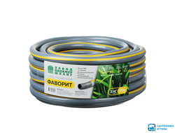 Шланг ПВХ 3/4" 19*24мм, 25м, 3-сл, армир, толщ.2,5мм,серый с желт(красн)полосой Фаворит,ПолимерШланг