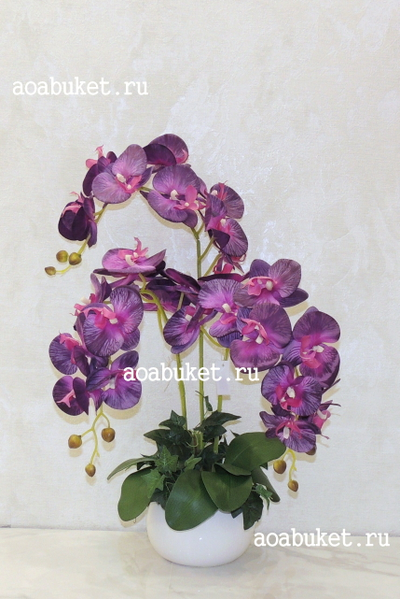 Композиция из искусственных цветов, орхидея яркая сирень № ОР004
