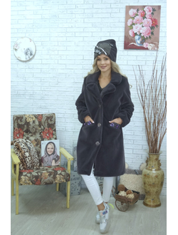 Меховая шуба цвет сиреневый модель 103