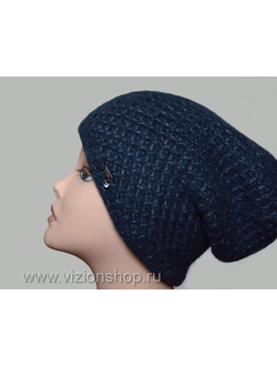 Вязаная синяя шапка из альпака Визио фото