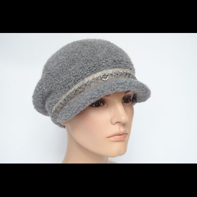 Серая кепка вязаная из альпака Vizio Италия 9014 WK