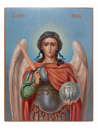 Михаил Архангел, святой Архистратиг. Рукописная икона 22х28см.