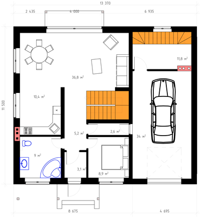 Двухэтажный дом с пятью спальнями и цокольным этажом 195м² (S13)