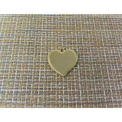 Подвеска кулон сердечко среднее с резным краем-канатик 30x30 мм золотистый