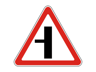 Знак дорожный 2.3.3 Примыкание второстепенной дороги