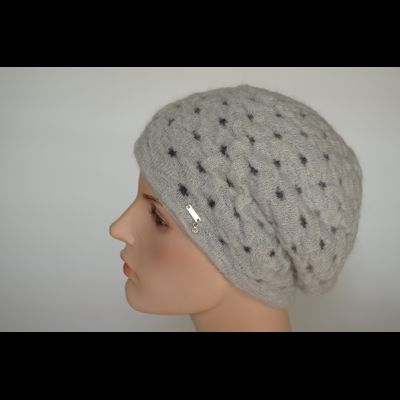Серый берет вязаный из мохера и альпака Vizio Италия 6992