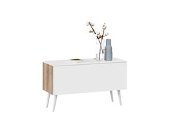 Гостиная Порто - Тумба для теле- и радио аппаратуры с опорами «Порто» Яблоня Беллуно/Белый софт