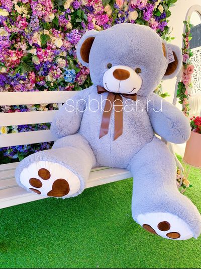 Огромный плюшевый мишка 200 см серый Тони