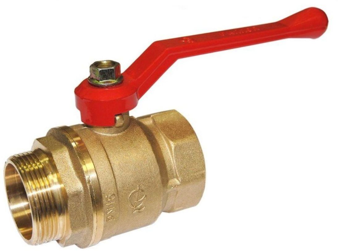 КРАН ШАРОВОЙ ЛАТУНЬ СТАНДАРТ 221 АНАЛОГ 11Б27П1 ВР/НР РЫЧАГ КРАСНЫЙ