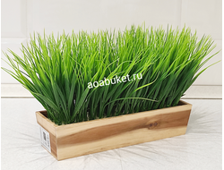 Искусственная трава Осока в деревянном ящике № Т009