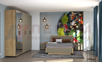 Композиция спальни ГРЕЙС корпус Гикори Джексон Светлый/фасад Латте Матовый