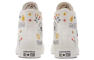 Кеды Converse All Star белые высокие с вышивкой