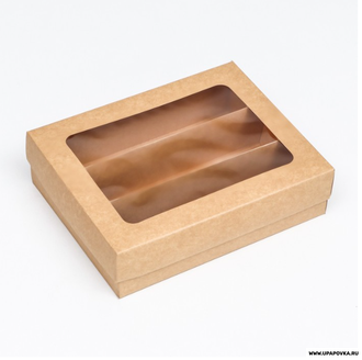 Коробка для макарун, с ложементом, крафт 21 х 16,5 х 5,5 см