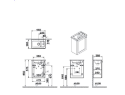 Модуль с квадратной раковиной, Vitra Root Classic, 45 см, с дверцей, матовый темно-синий, левосторонний, 68608