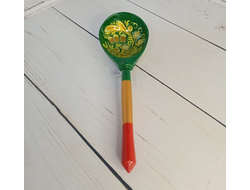 Деревянная столовая ложка Ландыш 190*60 мм зеленый фон