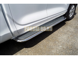 Пороги с площадкой (нерж. лист) 75х42 мм ТСС для Changan Hunter Plus 2023-