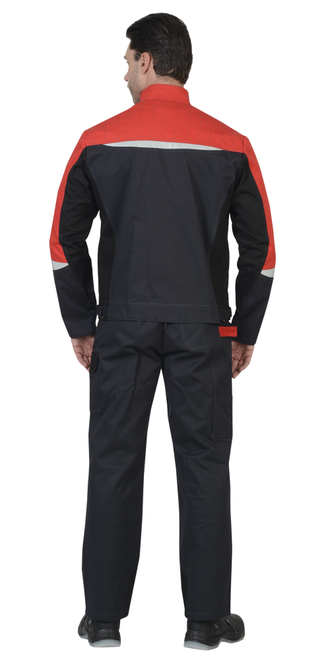 Костюм СИРИУС-ФАВОРИТ-МЕГА куртка, п/к, серый с черным и красным, СОП, 100% х/б, пл. 320 г/кв.м