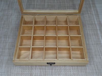Коробка 20 ячеек, для коллекции камней и минералов, цвет &quot;Клен&quot;, крышка со стеклом