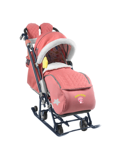 Санки-коляска NIKA kids «Ника Детям 7-7» (арт. НД7-7) в джинсовом стиле красный