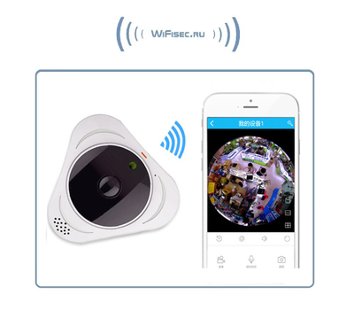 Cobel_SS. Потолочная - настенная WiFi видеокамера панорамная с DVR (fish_YooSee_W),  HD 960P