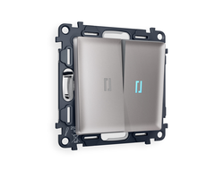 Переключатель 2-кл с подсветкой 10000K Сталь матовый - Ambrella Volt - ALFA