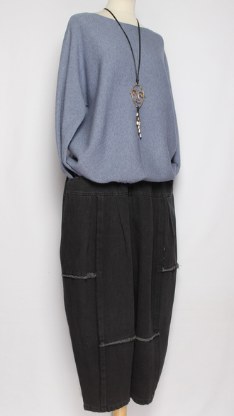 Джинсы "Винтажные строчки" черные р.48-54