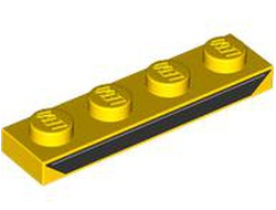 Plate 1 x 4 with Black Trapezoid with Silver Line Pattern, Yellow (3710pb003 6472285)