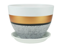 Серый с бронзовым горшок из керамики для комнатных цветов диаметр 19 см