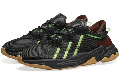 Adidas Ozweego (Черные с зеленым) Арт2 сбоку