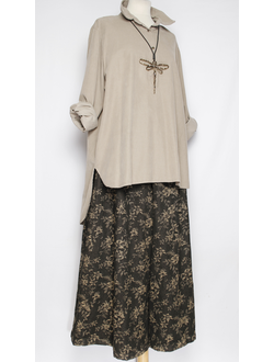 Рубашка Бохо "Вельвет асимметрия" бежевая до р.54