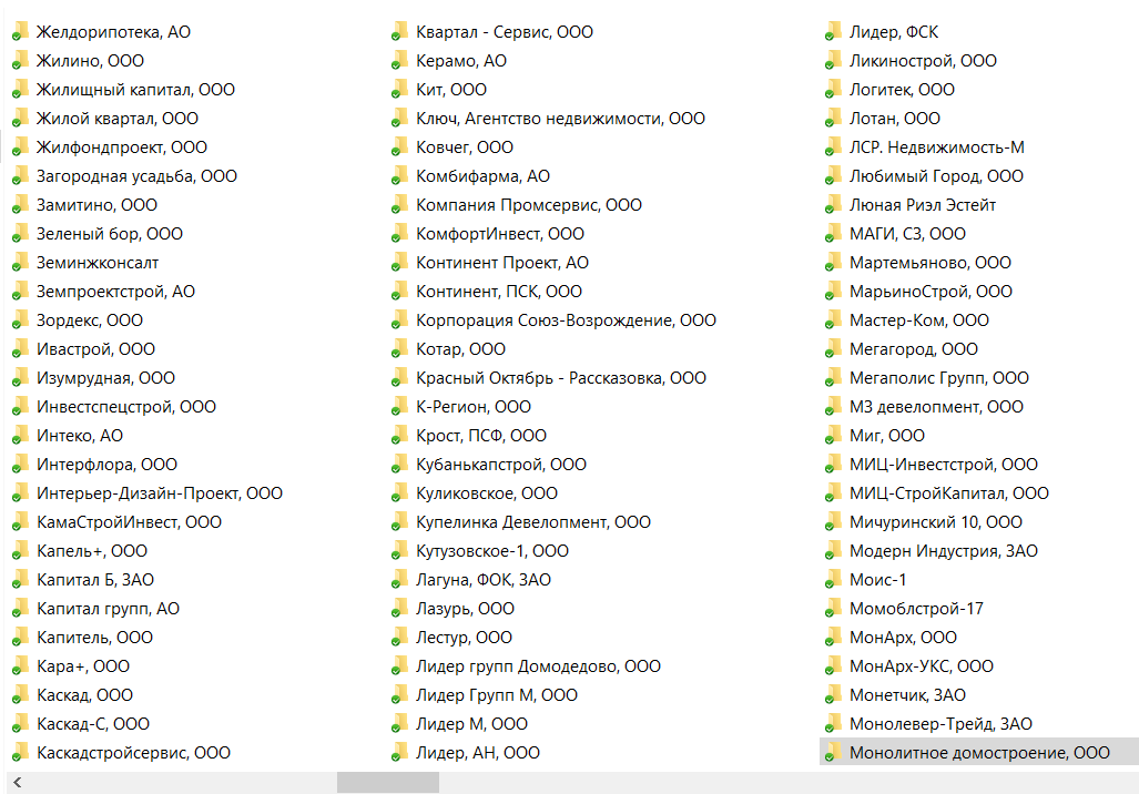 Некоторые из застройщиков, которых мы проверяли