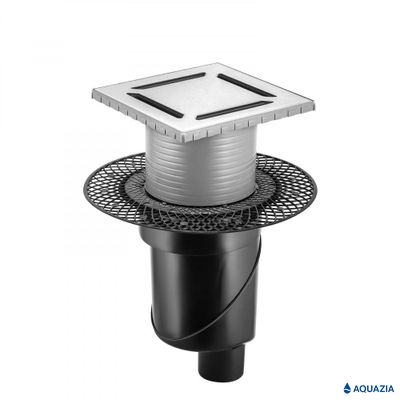 Трап водосток PLATZ Norma 150х150 Вертикальный выпуск (Матовый хром)