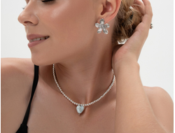 Чокер из Гематита с сердцем керамика