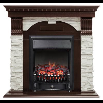 Электрокамин Dublin AO сланец белый с очагом Fobos RC