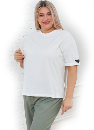 Женская футболка с коротким рукавом Арт. 1342 (цвет белый) Размеры 54-68