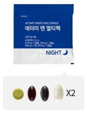Вид капсул и таблеток комплекса Атоми Мужской Мультипак