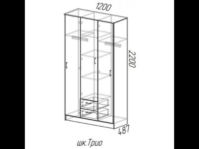 Шкаф Трио дуб вотан  (Эра)