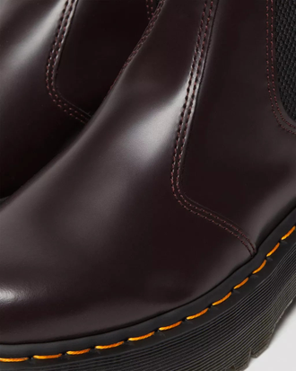 Dr Martens 2976 Smooth Leather Platform Chelsea Boots Bordo