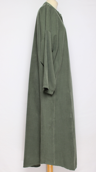 Платье Бохо вельветовое "СТОЙКА ЗАЩИП ПУГОВКИ" джинс, хаки  до р.52